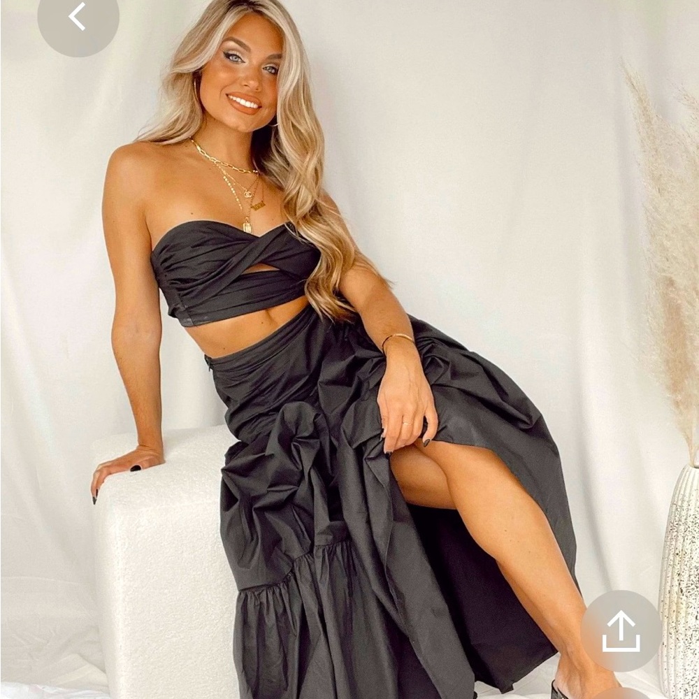 Top and formal skirt blk, large $120